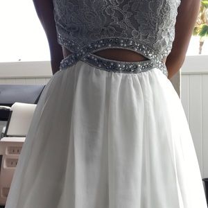 Silver and white “speechless” dress